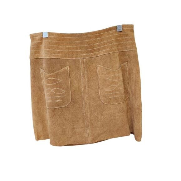 Free People Vintage 1970's Classic Light Brown Suede Hi-waisted Mini Skirt Sz 4 - Picture 2 of 10